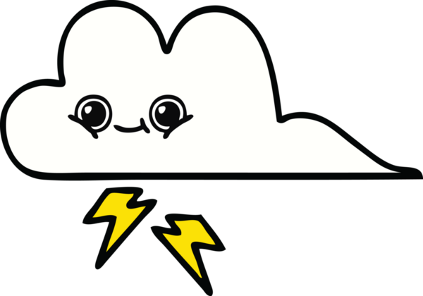 Bir insan tarafından çizilmiş fırtına bulutunun sevimli karikatürü.