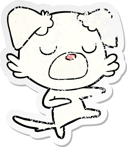 Bir insan tarafından çizilmiş bir karikatür köpeğinin sıkıntılı çıkartması.