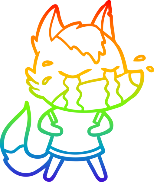 Gökkuşağı gradyan çizgi çizimi bir insan tarafından çizilmiş ağlayan bir kurt.