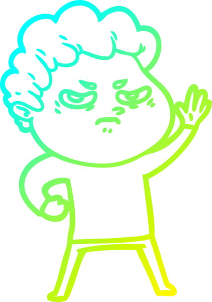 Bir insan tarafından çizilmiş kızgın bir adamın soğuk çizgi çizimi.