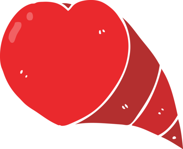 Bir insan tarafından çizilmiş düz renk çizgi film aşk kalp sembolü