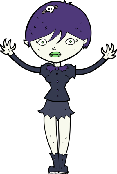 Bir insan tarafından çizilmiş vampir kız çizgi filmi.