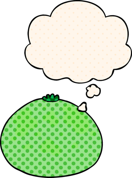 Bir insan tarafından çizilmiş, düşünce baloncuklu çizgi film kabağı.