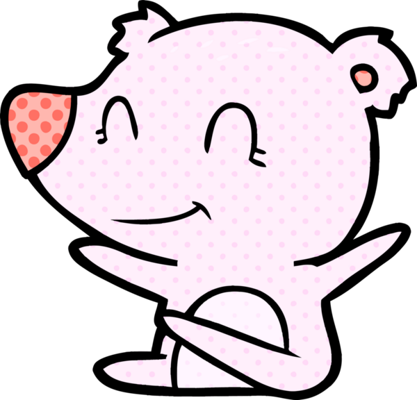 Bir insan tarafından çizilmiş gülümseyen ayı çizgi filmi.