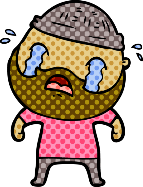 Çizgi film sakallı adam bir insan tarafından çizilmiş ağlıyor.