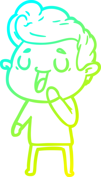 Bir insan tarafından çizilmiş mutlu bir çizgi film karakteri çizimi.