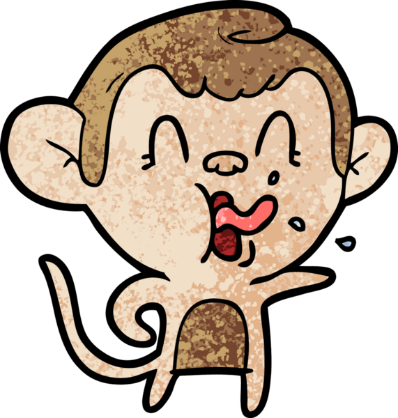 Bir insan tarafından çizilmiş çılgın çizgi film maymunu