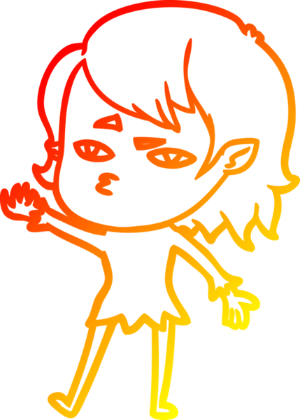 Bir insan tarafından çizilmiş bir vampir kız çizgi çizimi.