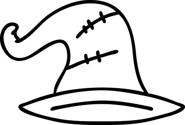 Bir insan tarafından çizilmiş eski bir büyücü şapkasının çizgi karalaması