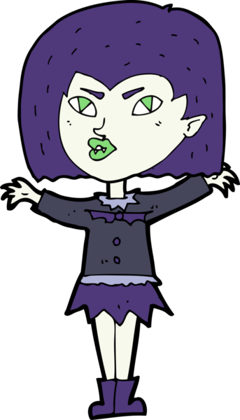 Bir insan tarafından çizilmiş vampir kız çizgi filmi.