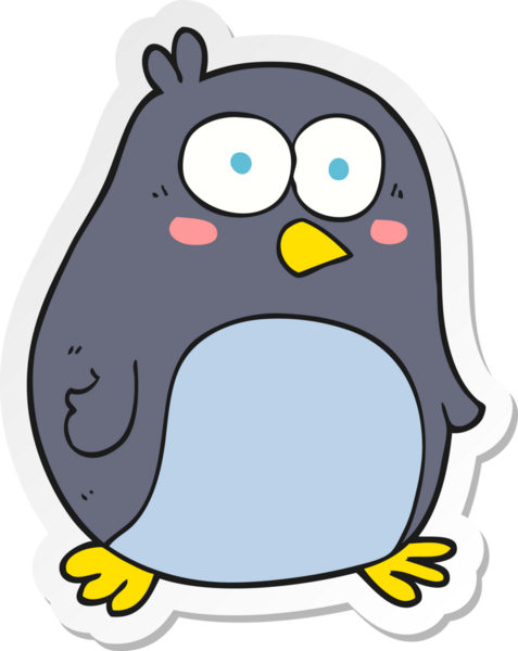 Bir insan tarafından çizilmiş karikatür pengueni çıkartması.