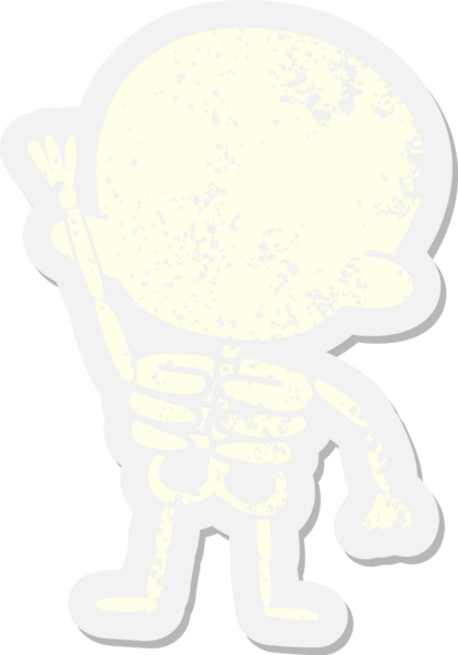 İskelet sallayan grunge çıkartması bir insan tarafından çizilmiş.