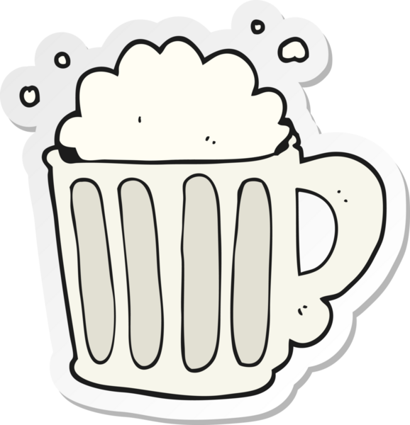 Bir insan tarafından çizilmiş çizgi film birasının çıkartması.