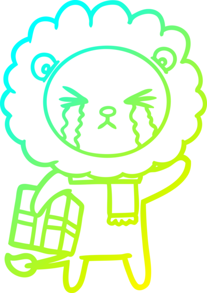 Bir insan tarafından çizilmiş ağlayan aslanın soğuk gradyan çizgisi