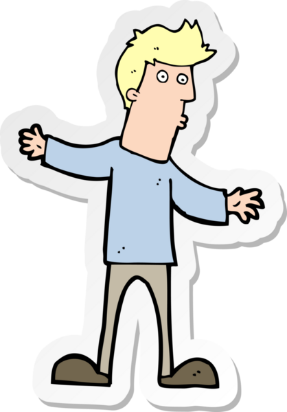 Bir insan tarafından çizilmiş garip bir adamın çıkartması.