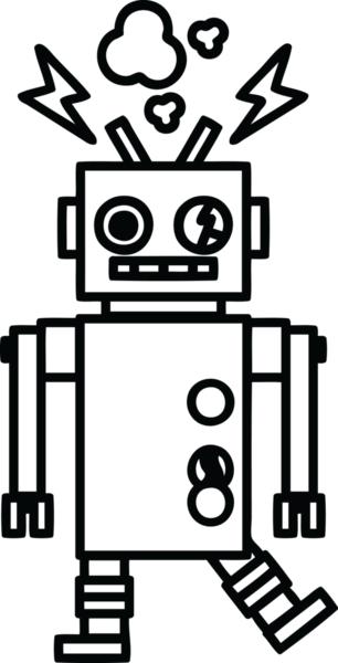 bir insan tarafından çizilen arızalı robot simgesi