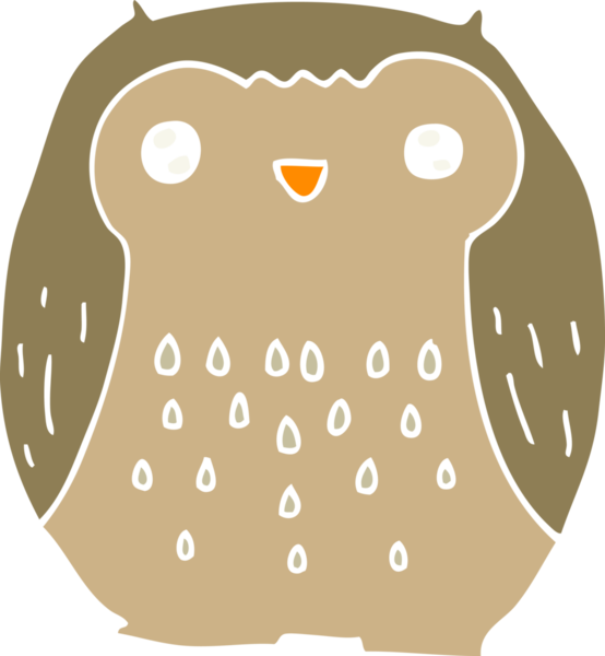 Sevimli düz renkli çizgi film baykuşu bir insan tarafından çizildi