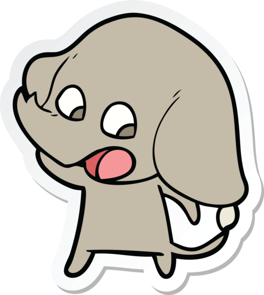 Bir insan tarafından çizilmiş şirin bir fil çıkartması.