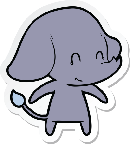 Bir insan tarafından çizilmiş şirin bir fil çıkartması.