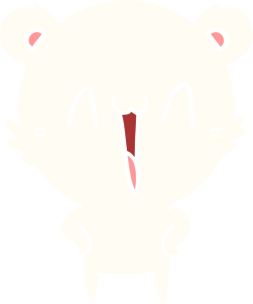 Bir insan tarafından çizilmiş mutlu kutup ayısı düz renkli çizgi film