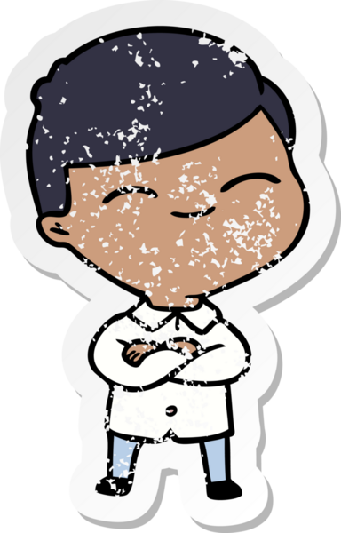 Bir insan tarafından çizilmiş gülümseyen bir karikatür çıkartması.