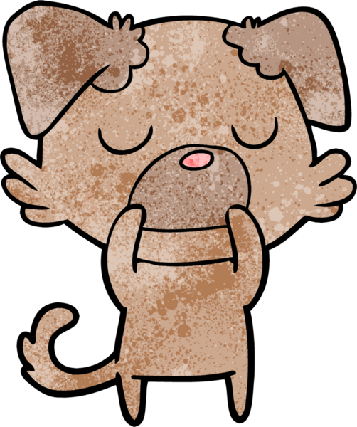 Bir insan tarafından çizilmiş çizgi film köpeği.