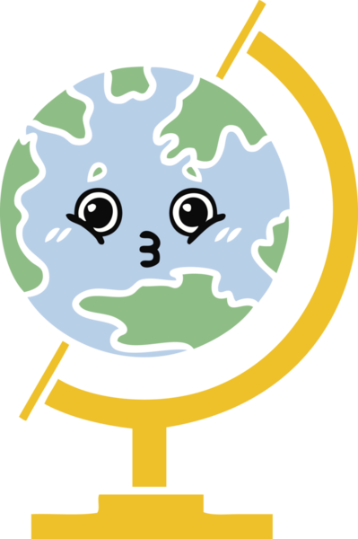 Bir insan tarafından çizilmiş dünyanın düz renkli retro karikatürü