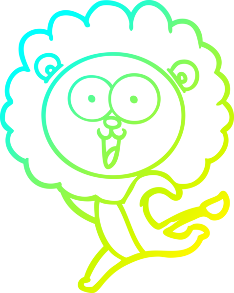 Bir insan tarafından çizilmiş mutlu çizgi film aslanı çizimi.