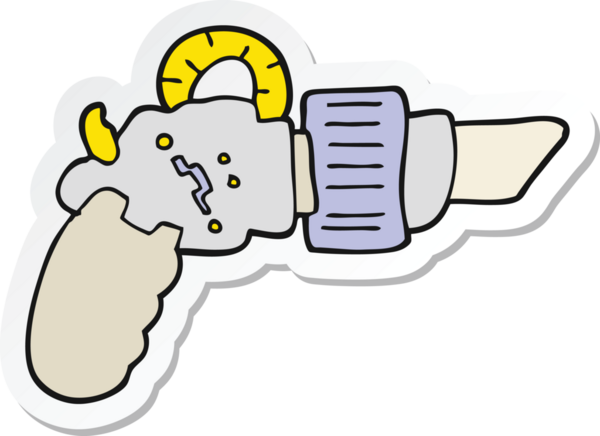 Bir insan tarafından çizilmiş bir ışın tabancasının çıkartması.