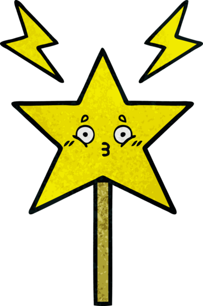 Bir insan tarafından çizilmiş sihirli bir değneğin retro grunge dokusu