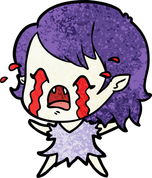 Bir insan tarafından çizilmiş ağlayan vampir kız çizgi filmi.