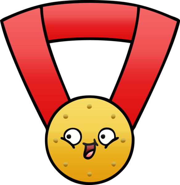 Bir insan tarafından çizilmiş altın madalyanın gölgelenmiş karikatürü.