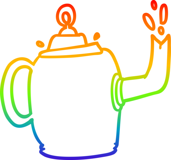 Bir insan tarafından çizilmiş eski metal bir su ısıtıcısının gökkuşağı gradyanı çizimi