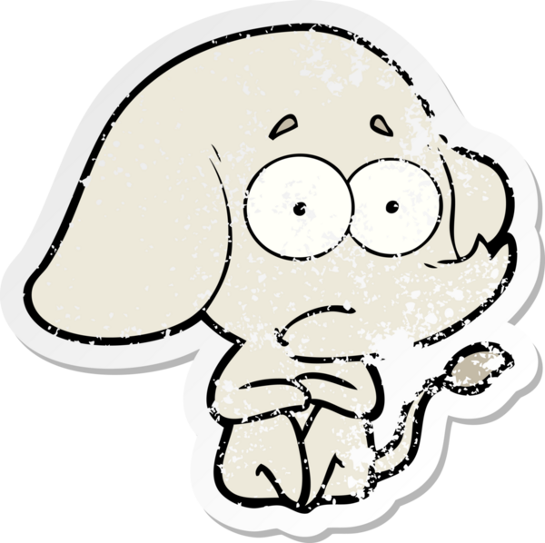 Bir insan tarafından çizilmiş belirsiz bir filin sıkıntılı çıkartması.