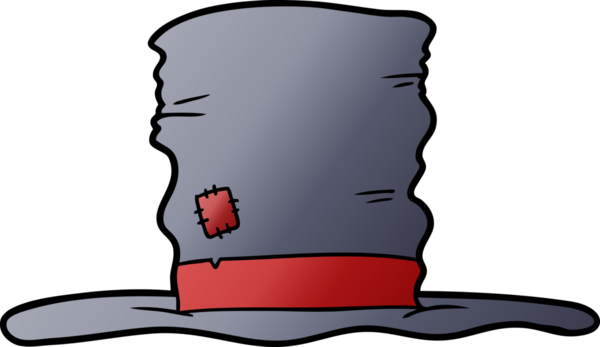 Bir insan tarafından çizilmiş eski bir şapka karikatürü.