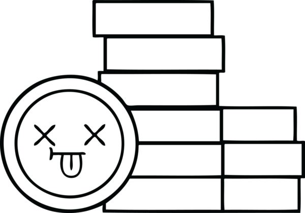 Bir insan tarafından çizilmiş bozuk paraların çizgi çizimi