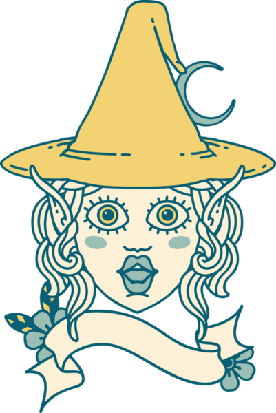 Retro Dövme Biçimi Elf karakteri bir insan tarafından çizilmiş