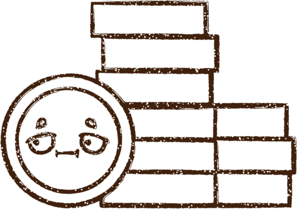 Bir insan tarafından çizilen Para Yığını Kömür Çizimi