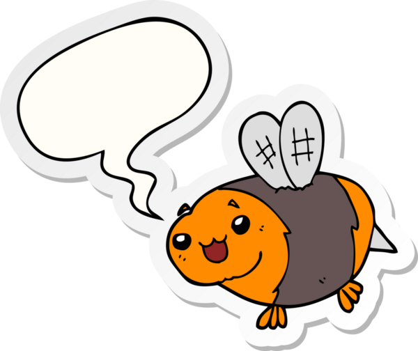 Bir insan tarafından çizilmiş konuşma balonu çıkartmalı komik çizgi film arısı.