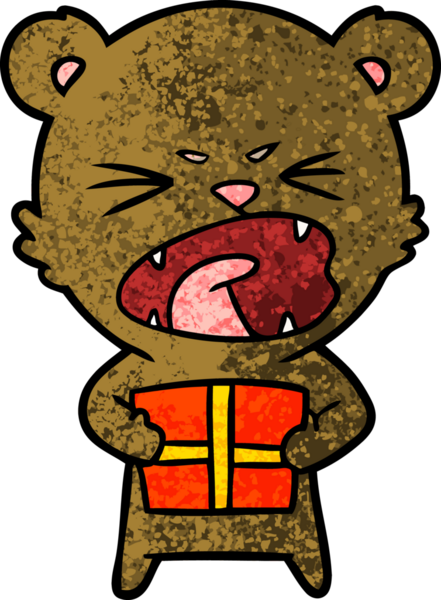 Bir insan tarafından çizilmiş kızgın çizgi film ayısı.