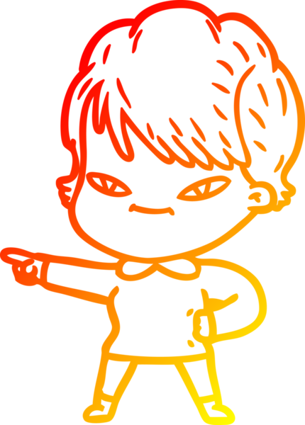 Bir insan tarafından çizilmiş mutlu bir kadının çizgi çizimi.