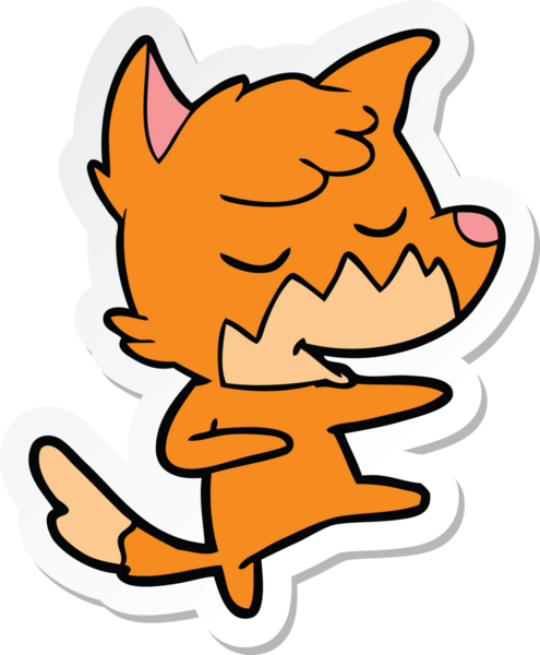 Bir insan tarafından çizilmiş dost canlısı bir tilki dansının çıkartması.