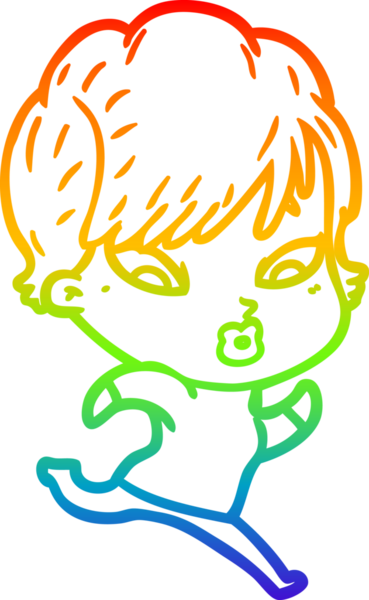 gökkuşağı gradyan çizimi bir insan tarafından çizilmiş bir karikatür kadın