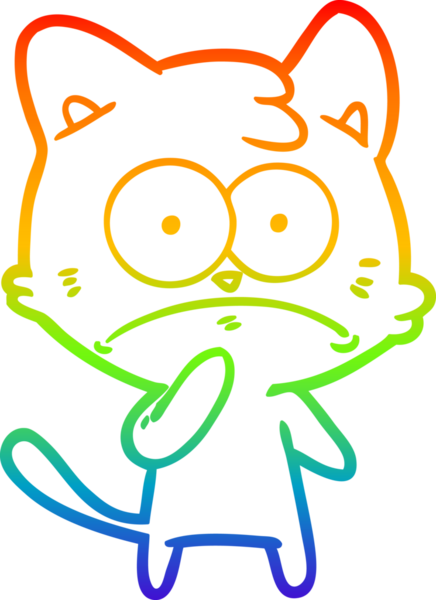 Gökkuşağı gradyan çizgi çizimi Bir insan tarafından çizilmiş gergin kedi