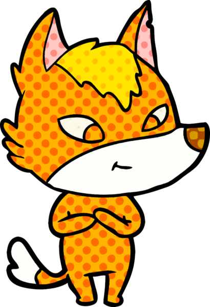 Bir insan tarafından çizilmiş tilki çizgi film karakteri