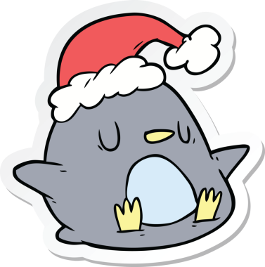 Bir insan tarafından çizilmiş şirin bir penguen çıkartması.