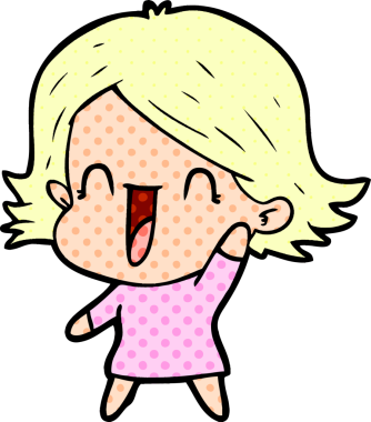 Bir insan tarafından çizilmiş mutlu bir kadın.