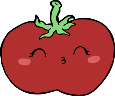 Bir insan tarafından çizilmiş domates çizgi filmi.