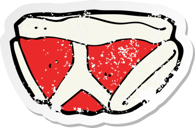 Bir insanın çizdiği karikatür külotunun gerilimli retro etiketi.