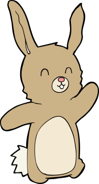 Bir insan tarafından çizilmiş mutlu tavşan çizgi filmi